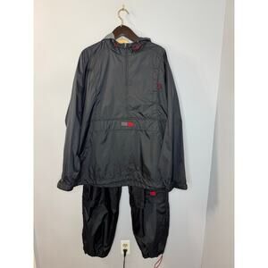 Vintage Nike Logo Windbreaker Tracksuit Set Jacket Jogger Y2K Black Men's XXL